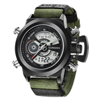 Relógio eletrônico de exibição dupla com cinto de nylon