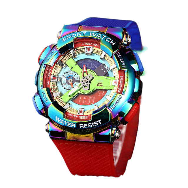 Relógio eletrônico impermeável com display duplo luminoso para exterior