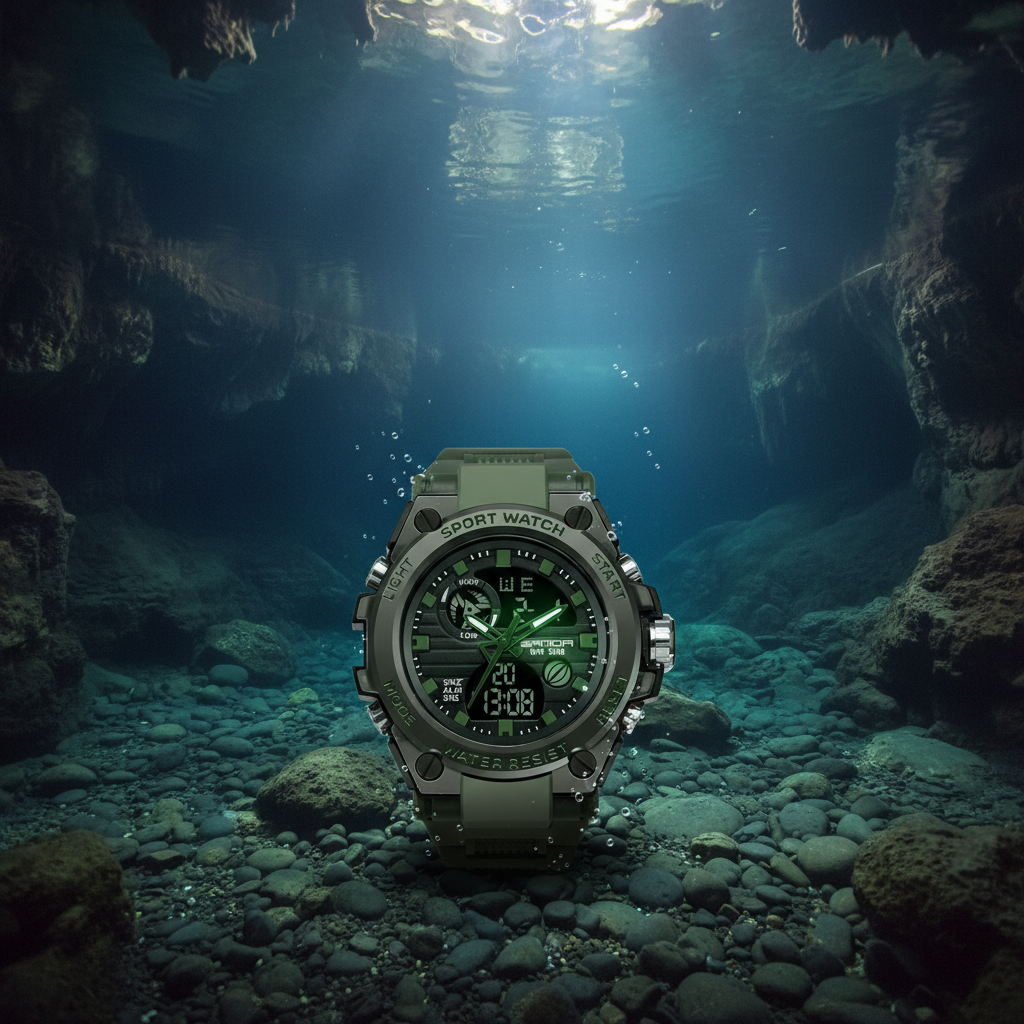 Reloj cronógrafo digital con iluminación láser