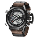 Reloj electrónico de doble pantalla con correa de nailon.