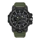 zn Reloj deportivo de estilo militar en negro con verde