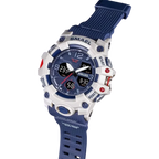 Reloj SMAEL digital deportivo LED azul y blanco.